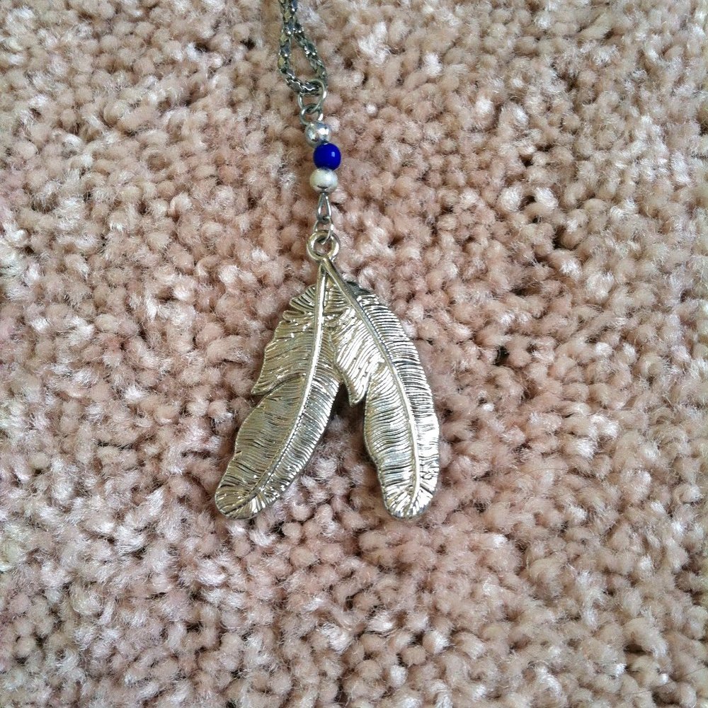 Silver feather necklace